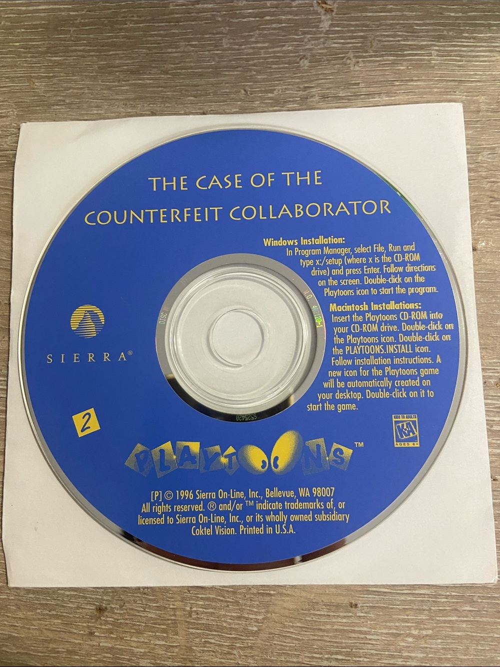 Playtoons 2: The Case of the Counterfeit Collaborator CD-ROM Disc Only!
